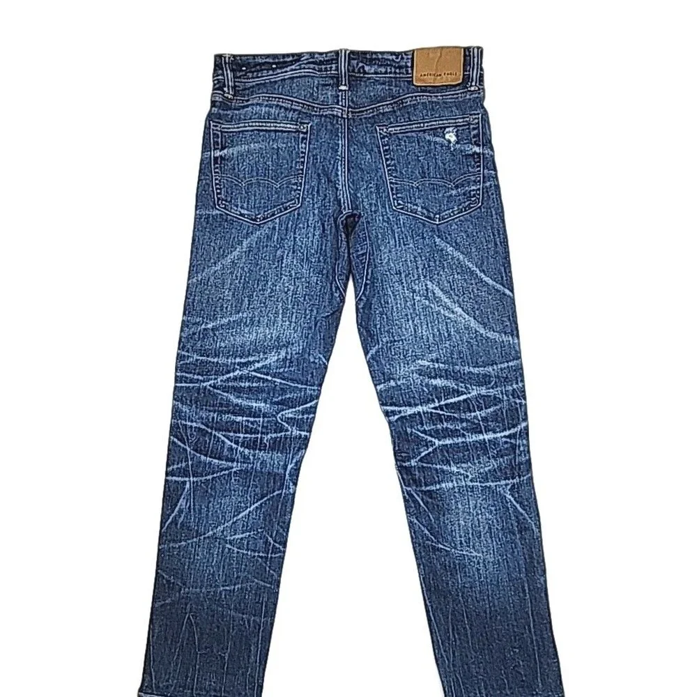 American Eagle Jeans Men Sz 33x32 Move Free Athletic Airflex+ Distress Distroyed